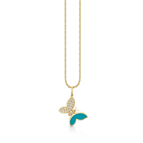 FJC Finejewelers 10 kt Yellow Gold Aqua Enameled Butterfly Charm