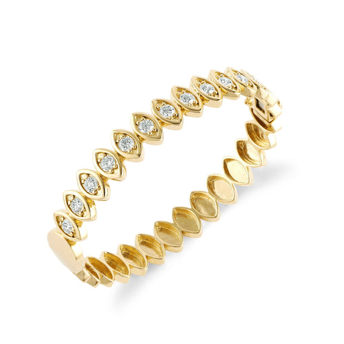 14K Gold 0.45 CT Diamond Spike Pyramid Bangle Bracelet Lock Round Cut –  Sage Designs LA
