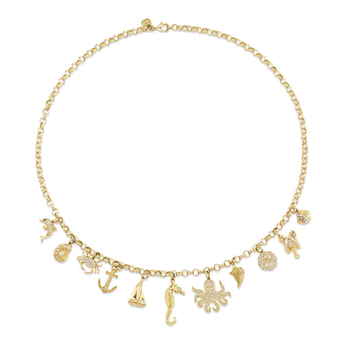 Shop Sydney Evan 14k Pure Gold Multi-Charm Necklace