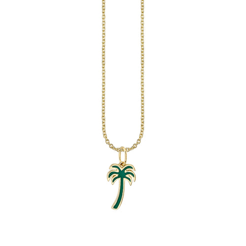 Palm Tree Pendant Necklace in Solid Gold - Tales In Gold