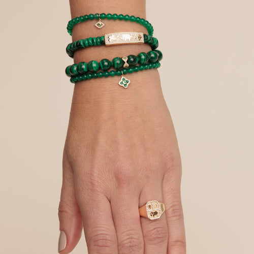 Sydney Evan Rainbow Jade Bracelet with Small Ladybug Charm