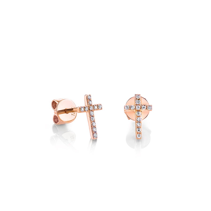 Small Gold \u0026 Diamond Cross Stud 