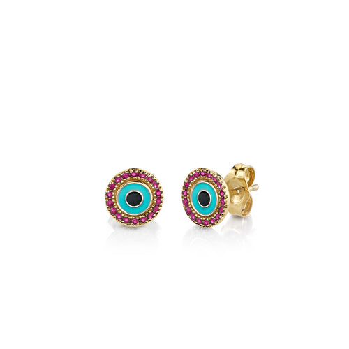 Opal Eye Stud Earrings by Caitlyn Minimalist Evil Eye 