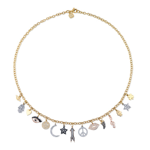 Shop Sydney Evan 14k Pure Gold Multi-Charm Necklace