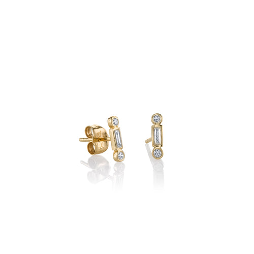 Fluted Diamond Yellow Gold Stud Earrings | Sydney Evan