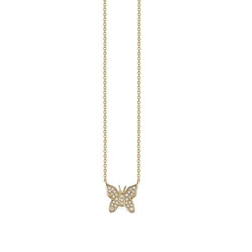 Butterfly Silhouette Diamond Mini Pendant, White Gold - Graff