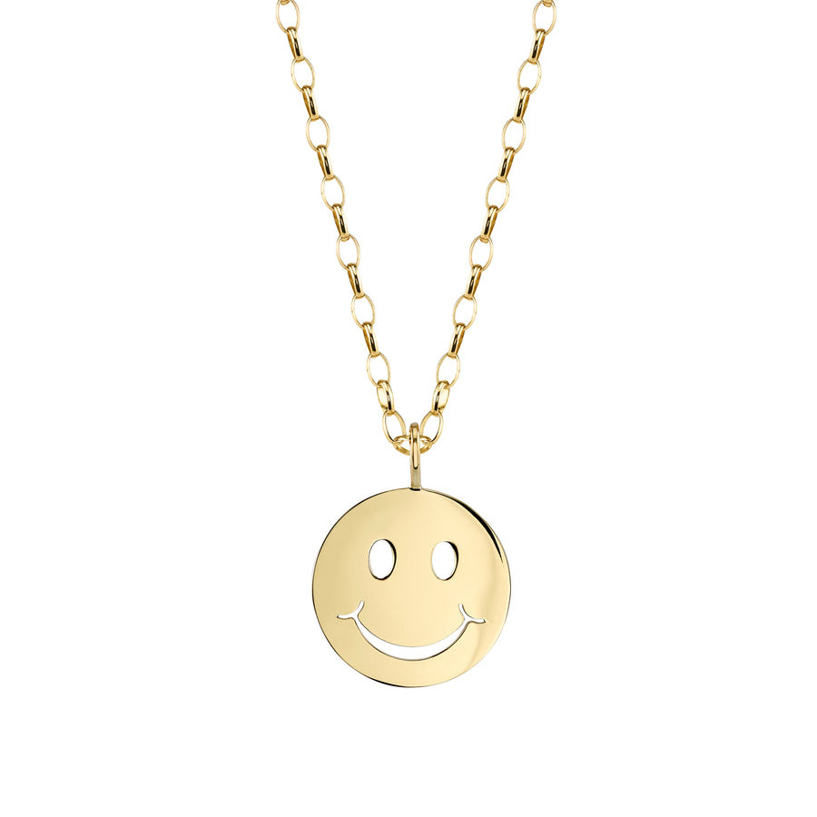 Yellow Gold Happy Face Necklace 