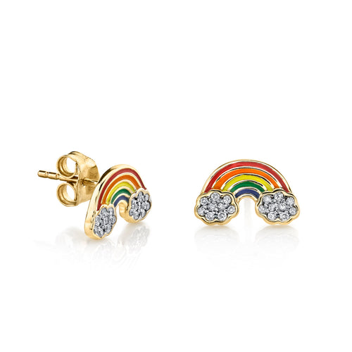 Rainbow Diamond Stud Earrings | Posy Fine Jewellery Toronto