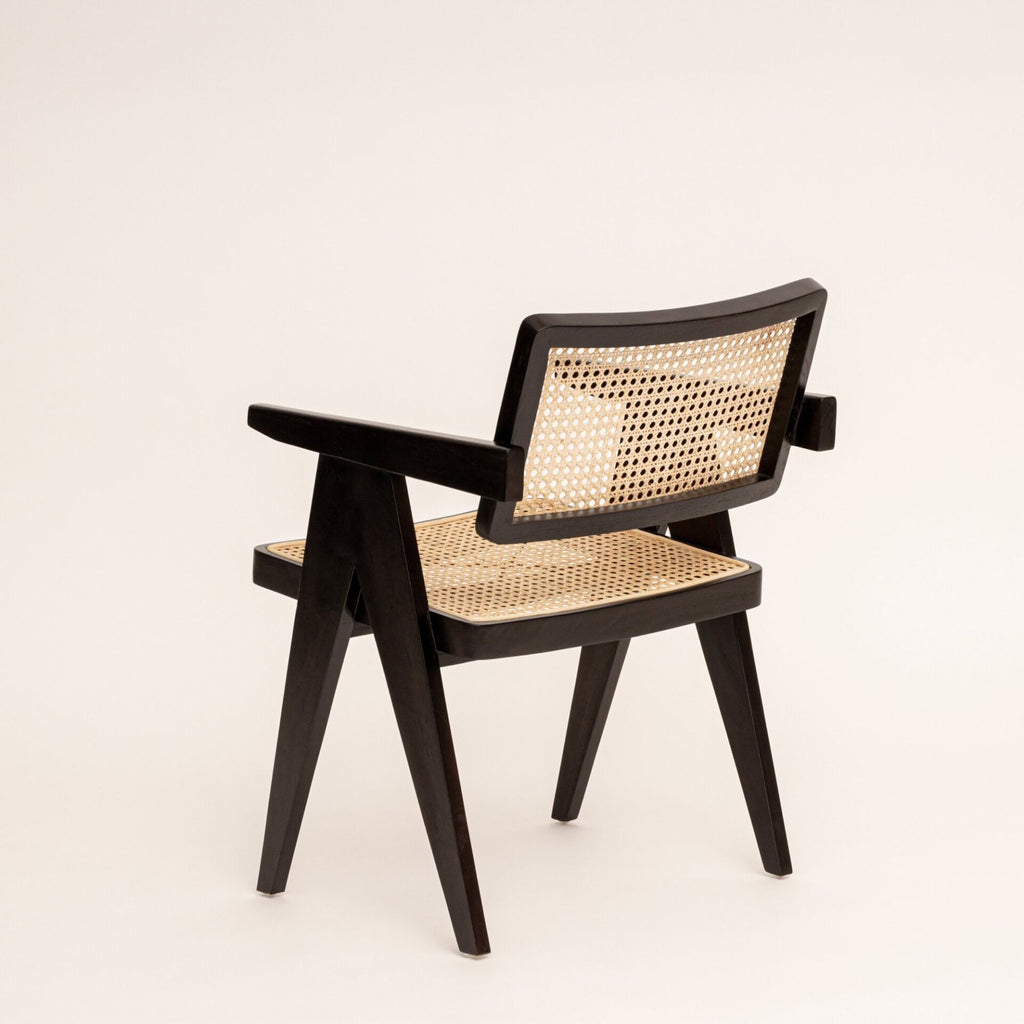 cane rattan dining chair with arms  black