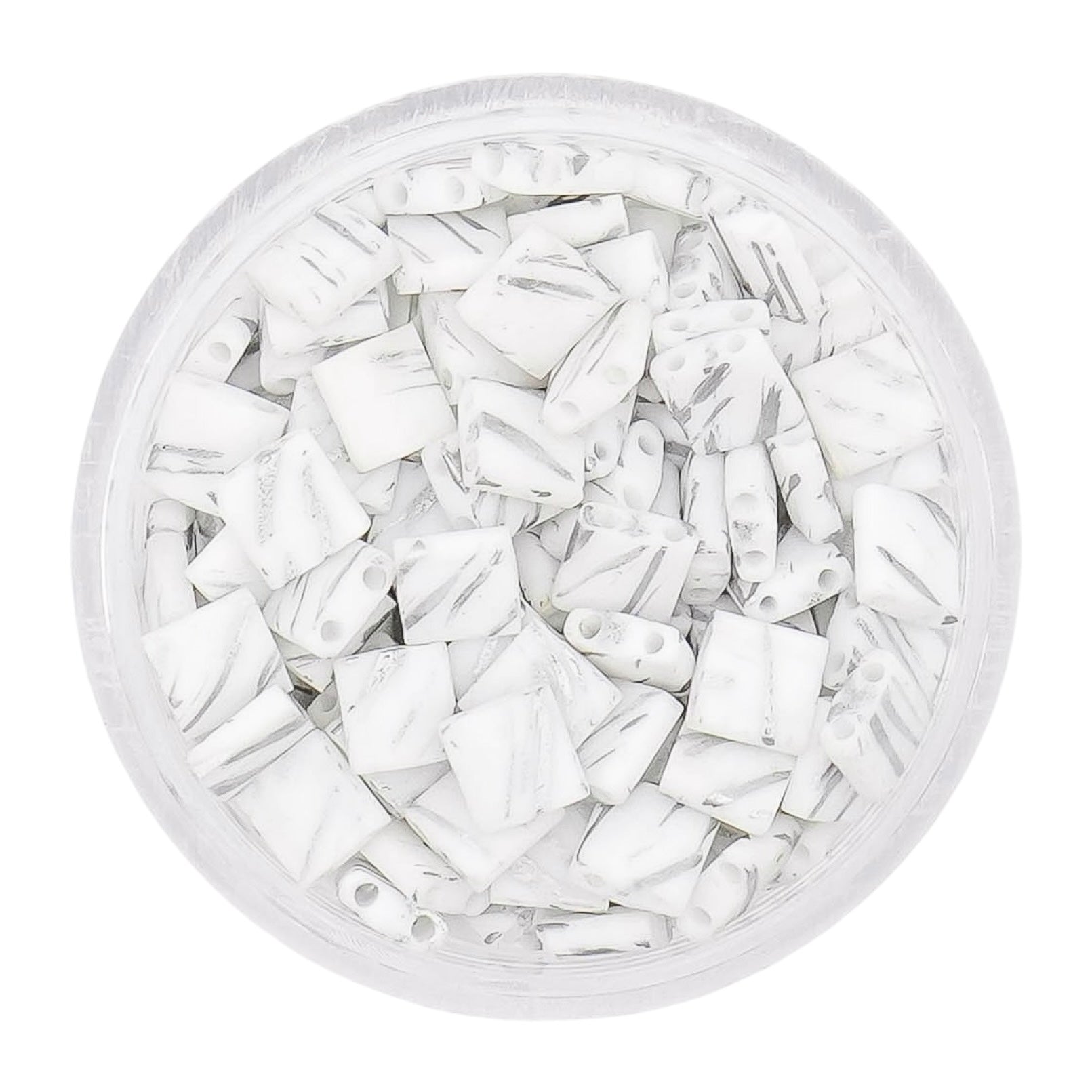 MARBLE WHITE AND SILVER - Custom Miyuki Tila Beads
