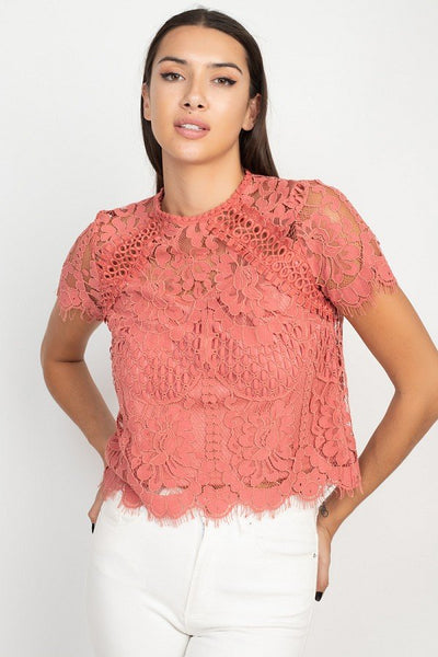 crochet floral lace eyelash top