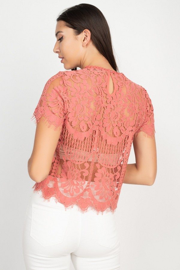 crochet floral lace eyelash top