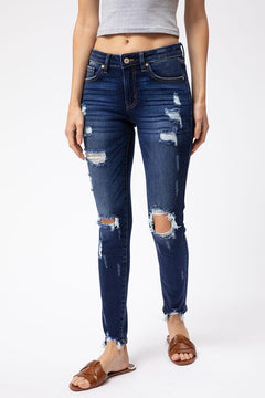 Mid-Rise Super Skinny Distressed KanCan Jeans