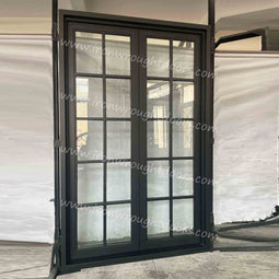 IWD-IronWroghtDoors-steel-clear-glass-french-door-10-lite-square-top-front