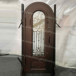 IWD IronWroghtDoors-steel-aged-bronze-atina-entry-double-door-rain-glass-with-kickplate-back