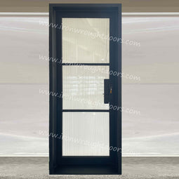IWD IronWroghtDoors-steel-black-single-door-3-lite-clear-glass-left-hand-inswing-front