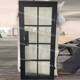 IWD IronWroghtDoors-steel-black-single-door-8-lite-clear-glass-front
