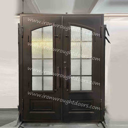 IWD IronWroghtDoors-steel-oil-rubbed-bronze-entry-double-door-8-lite-rain-glass-kickplate-back