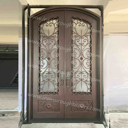 IWD IronWroghtDoors-steel-oil-rubbed-bronze-entry-double-door-with-screen-front
