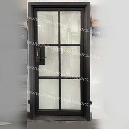 IWD IronWroghtDoors-steel-oil-rubbed-bronze-single-door-6-lite-clear-glass-front