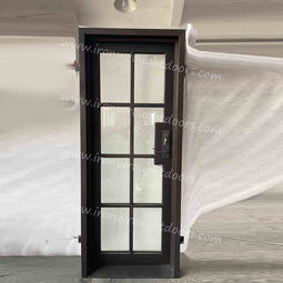 IWD IronWroghtDoors-steel-oil-rubbed-bronze-single-door-8-lite-clear-glass-front