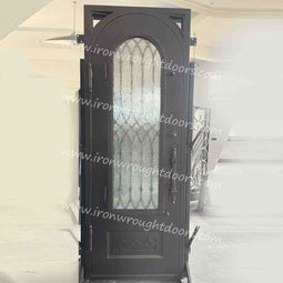 IWD IronWroghtDoors-steel-oil rubbed-bronze-entry-single-door-rain-glass-back