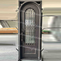 IWD IronWroghtDoors-steel-oil rubbed-bronze-entry-single-door-rain-glass-front