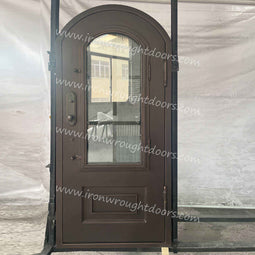 IWD IronWroghtDoors-steel-oil rubbed bronze-entry-single-door-clear-glass-with-kickplate-8-lite-back