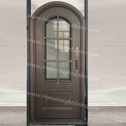 IWD IronWroghtDoors-steel-oil rubbed bronze-entry-single-door-clear-glass-with-kickplate-8-lite-front