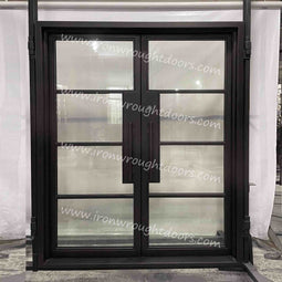 IWD IronWroghtDoors-steel-oil rubbed bronze-french-door-4-lite-clear-square-top-front
