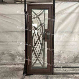 IWD IronWroghtDoors-steel-rusty-red-entry-single-door-clear-glass-back