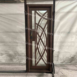 IWD IronWroghtDoors-steel-rusty-red-entry-single-door-clear-glass-front