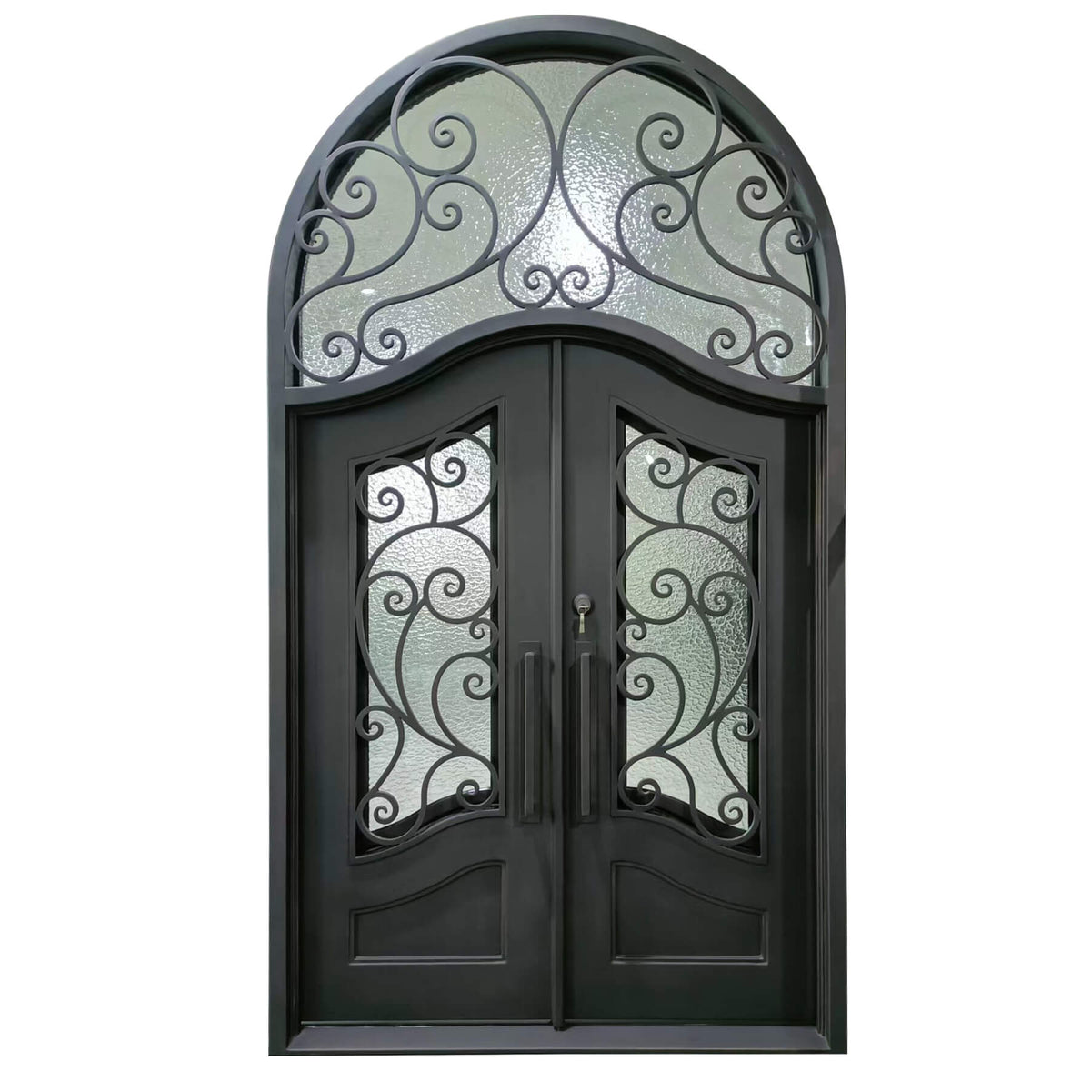 iwd-iron-double-entry-door-with-round-transom-aquatax-glass-front