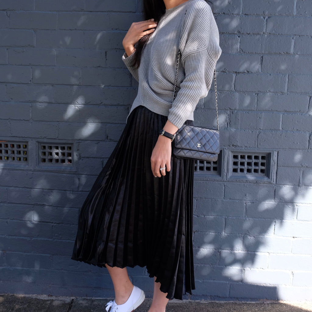 Grace Midi Pleated Skirt - Black – HELLO PARRY