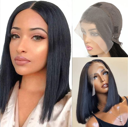 Brazilian straight blunt cut bob 2x4 lace front closure wig