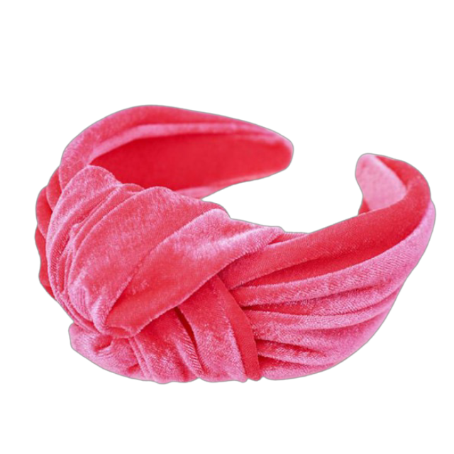 Thick velvet knot headband: hot pink