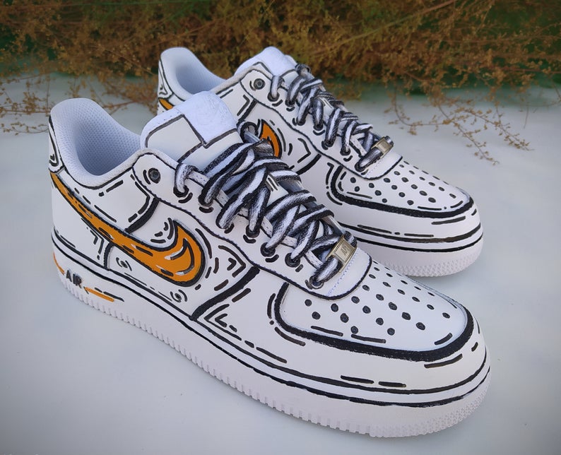 Nike Air Force 1 Sketch - Yellow Swoosh – CustomSneaker