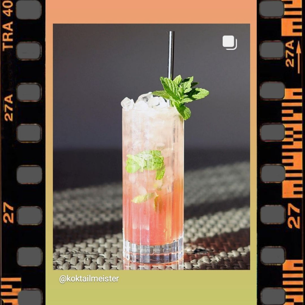 pink tea drink with mint leaves inspired by mojito style