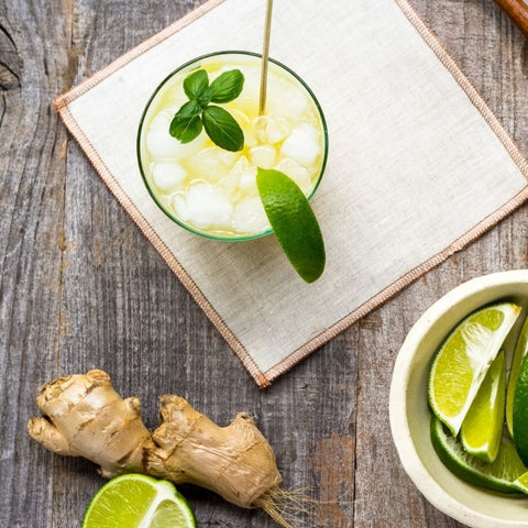 Ginger Beer in a glass with limes