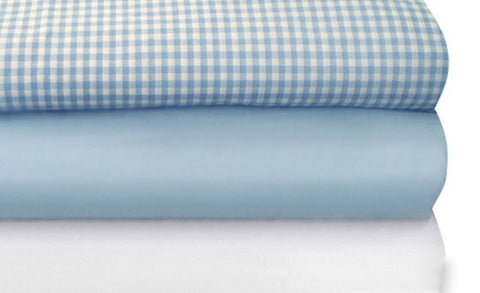 Foundations CozyFit Cot Sheets - Available in three designs: Gingham, Blue and White (each sold separately)