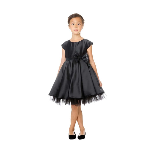 Sweet Kids® - Pleated satin & peek a boo tulle dress with bow - SK711
