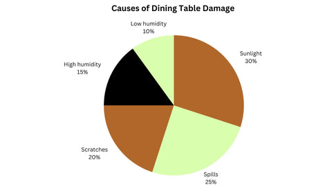 Pie chart showing the Causes of Dining Table Damage