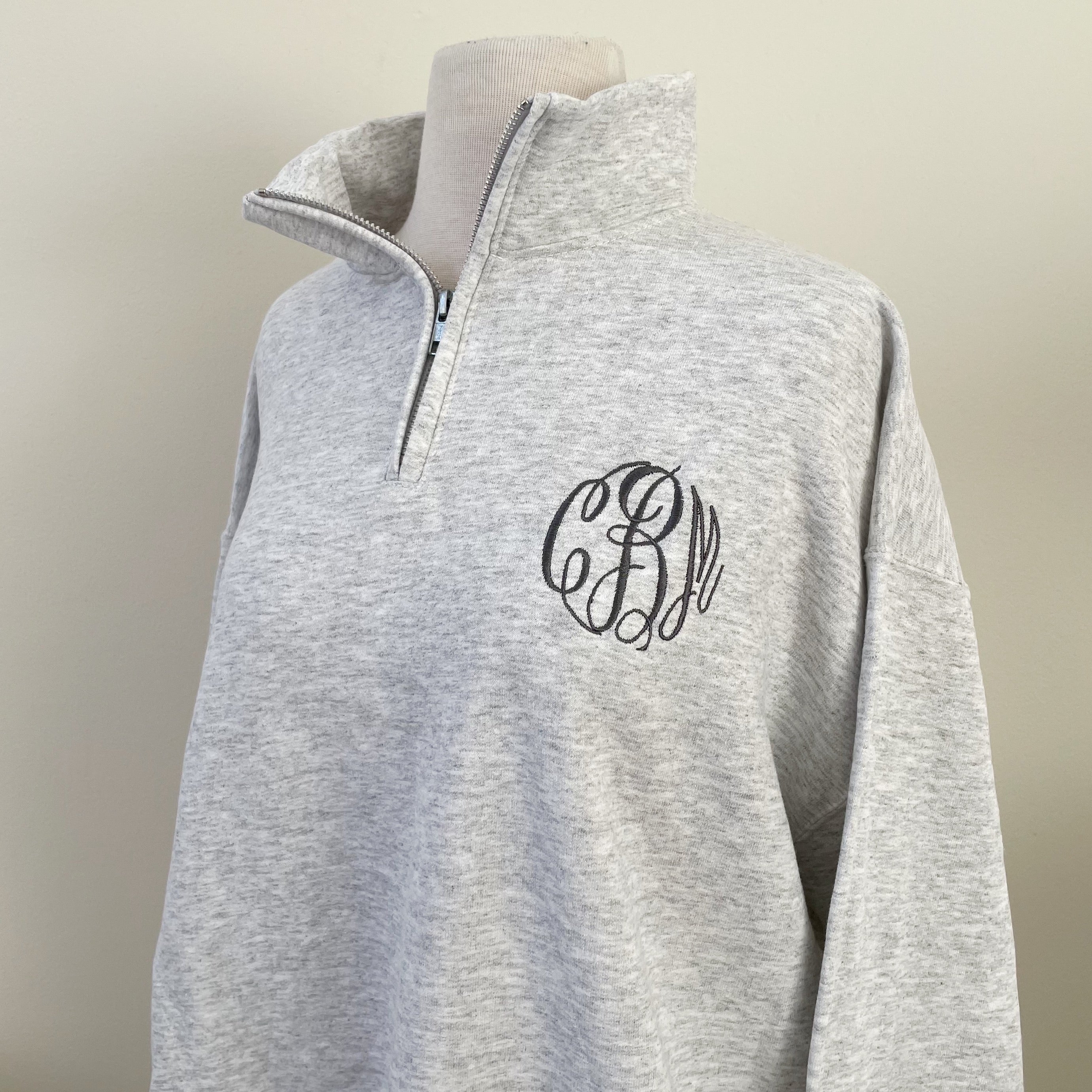 grey quarter zip sweatshirt