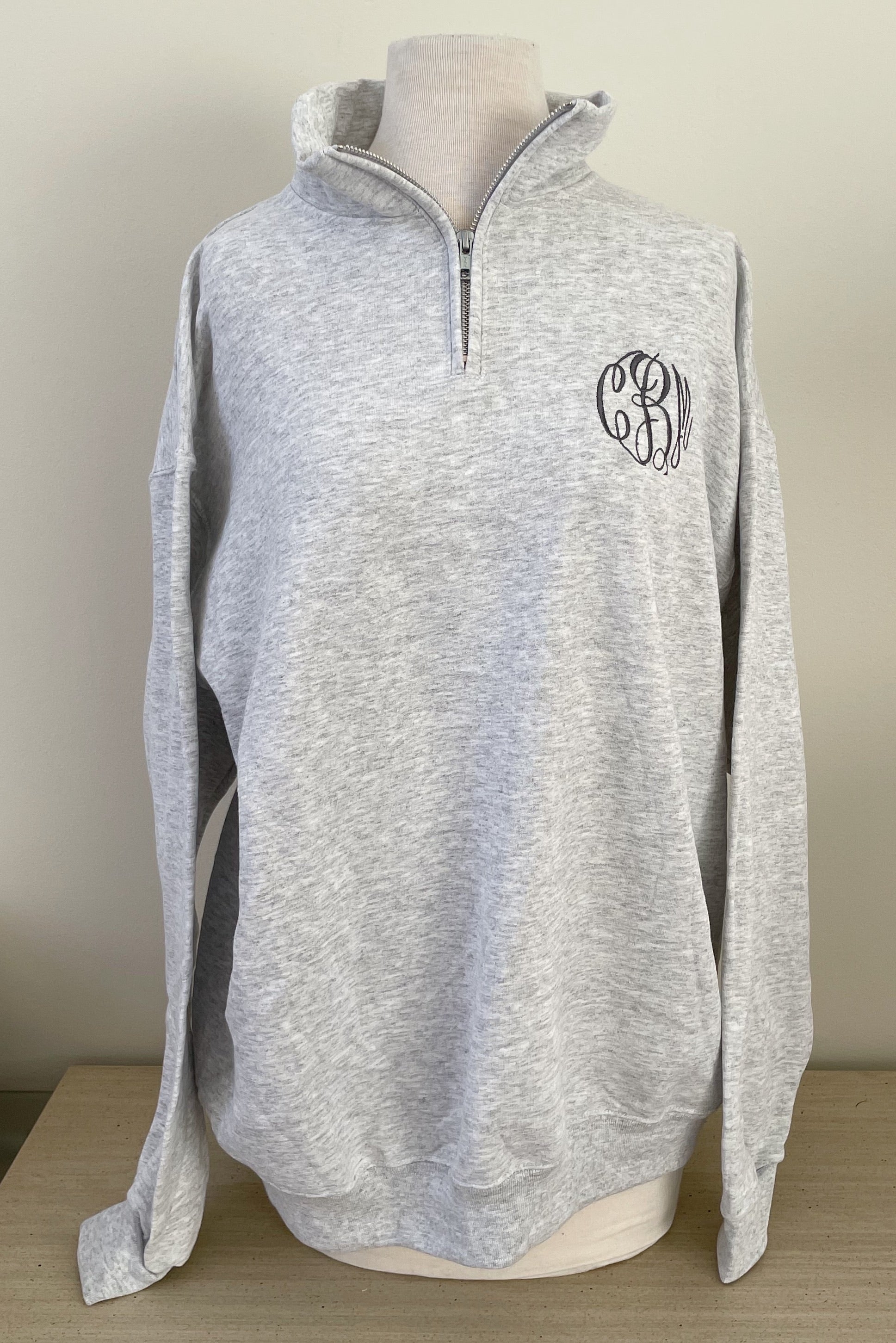 grey quarter zip hoodie