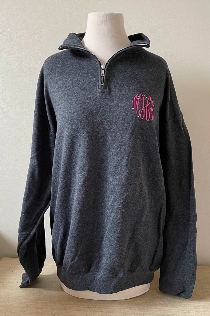 Quarter Zip Monogrammed Sweatshirt ~ 1/4 Zip Monogram Pullover Sweater – My  Southern Charm