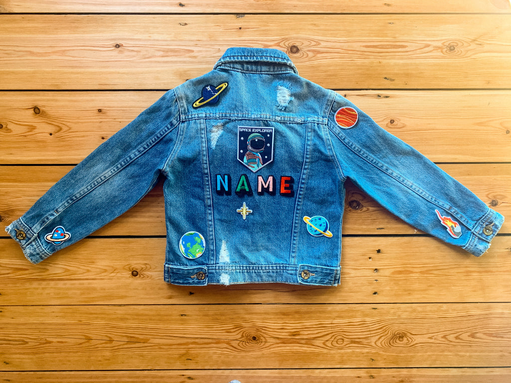 Buy Denim Band Jean Jacket With Patches Size Medium Online in India - Etsy