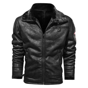 Winter Mens PU Jacket Faux Fur Collar Coats Thick Warm Men's Motorcycle Jacket 2020 New Fashion Windproof Leather Coat Male