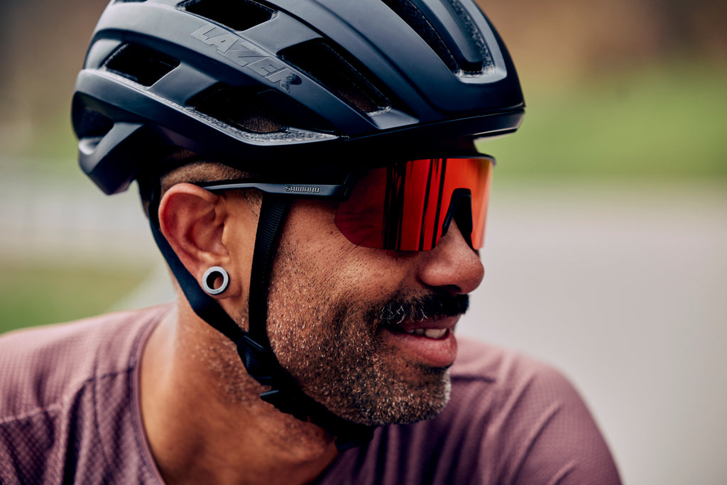 Man wearing a pair of Shimano Technium L sunglasses