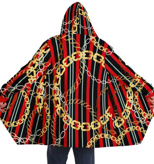Golden Chain Red Warm Fleece Cloak - Microfleece Cloak - AOP