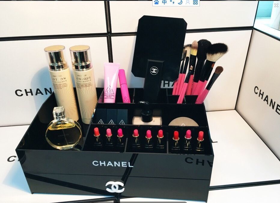 CHANEL MAKEUP HOLDER VIP Gift Organizer Brush Lipstick Display Case Acrylic  Box